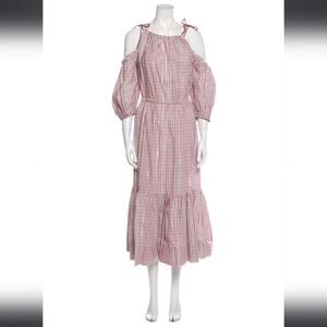 LA VIE REBECCA TAYLOR Pink Plaid Print Long Dress, sz L, EUC